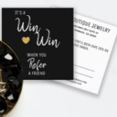 Modern zwart wit Verwijs een vriend Aanbevelingskaartje