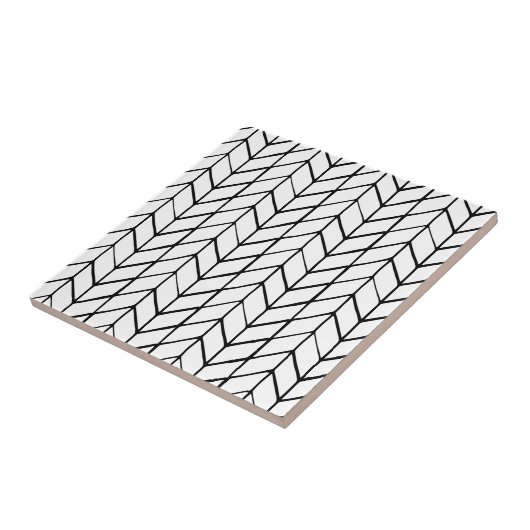Modern zwart wit visgraat tegeltje (Zijkant)