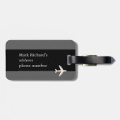 Modern zwart-wit vliegtuigreizen bagagelabel (Achterkant horizontaal)