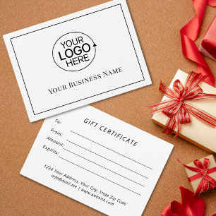 Modern Zwart-wit Voeg Logo Gift Certificate toe Visitekaartje