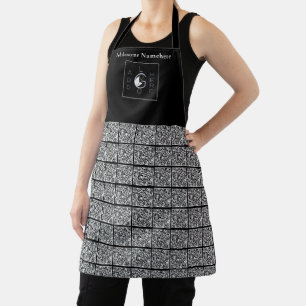 Modern Zwart Wit Voeg Naam toe Logo QR Code Busine Schort