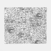 Modern zwart-wit vogels speels patroon fleece deken (Voorkant (Horizontaal))