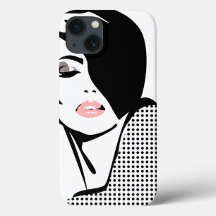 Modern zwart-wit vrouwenportret minimalistisch iPhone 13 hoesje