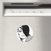 Modern zwart-wit vrouwenportret minimalistisch magneet (Insitu (Vaatwasser))