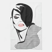 Modern zwart-wit vrouwenportret minimalistisch theedoek (Verticaal)