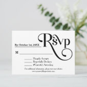 Modern Zwart & Wit "Wees onze Gast" Bruiloft RSVP (Staand voorkant)