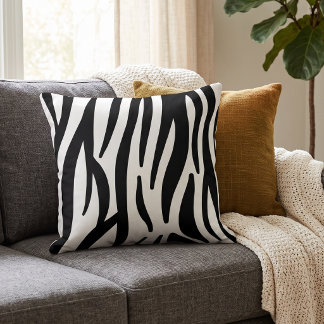 Modern zwart-wit zebrastreep abstract patroon kussen
