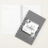 Modern zwart wit zilver Monogram Personaliseren Planner (Display)