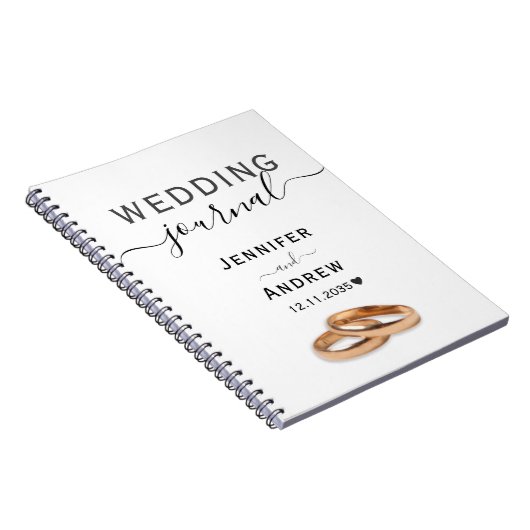 Modern zwart-witscript huwelijk notitieboek (Rechterzijde)