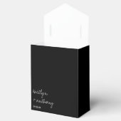 Modern zwart-witscript minimalistisch huwelijk bedankdoosjes (Geopend)