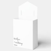 Modern zwart-witscript minimalistisch huwelijk bedankdoosjes (Geopend)