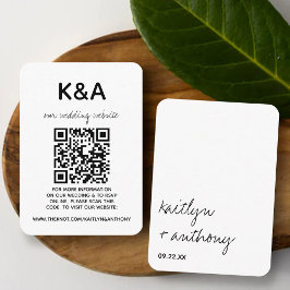 Modern zwart-witscript minimalistisch huwelijk informatiekaartje