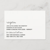 Modern zwart-witscript minimalistisch huwelijk informatiekaartje (Voorkant)