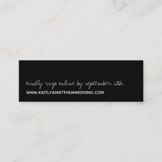 Modern zwart-witscript minimalistisch huwelijk mini visitekaartje (Voorkant)