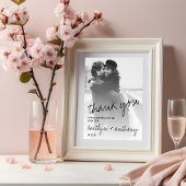 Modern zwart-witscript minimalistisch huwelijk poster