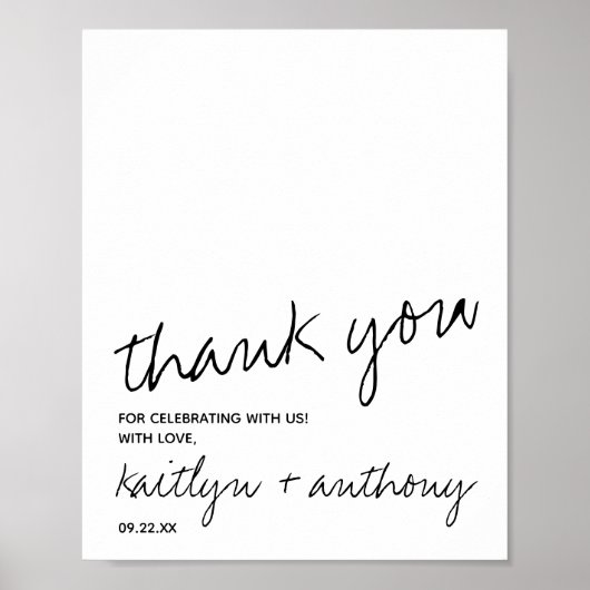 Modern zwart-witscript minimalistisch huwelijk poster (Voorkant)