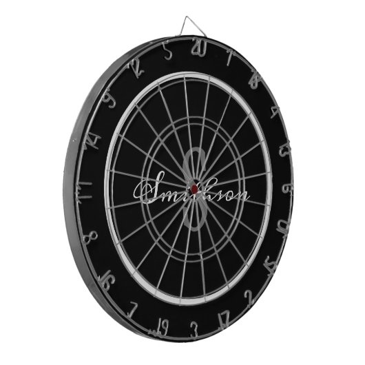 Modern zwart-witscript, speciaal aangepast dartbord (Voorkant Links)