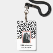Modern Zwart Witte Luipaard Dierprint Patroon Badge (Voorzijde met lanyard)