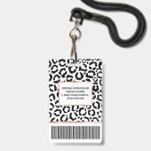 Modern Zwart Witte Luipaard Dierprint Patroon Badge (Achterkant met lanyard)