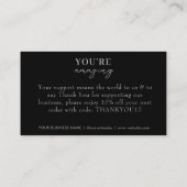 Modern Zwart Zakelijk Elegant Dank u Visitekaartje (Achterkant)