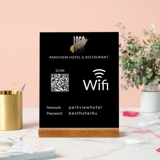 Modern Zwart Zakelijk QR Code Wifi Wachtwoord Acryl Bord (Huwelijk)