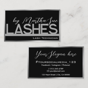 Modern Zwart Zilver Grijs Ombre Beauty Lashes Idee Visitekaartje