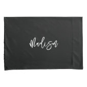 Modern zwart zwart wit, gepersonaliseerde monogram kussensloop (Voorkant-Rechts)