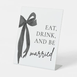 Modern Zwarte Boog Eet, Drink en Wees Getrouwd Bor Reclamebord Met Voetstuk