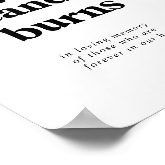 Modern Zwarte Deze Kaars Brand Memorial Bord Poster (Hoek)