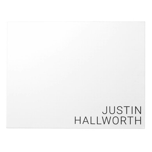 Modern zwarte naam op wit notitieblok (Voorkant)