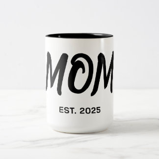 Modern Zwarte Script Gevestigde Moeder T-Shirt Tweekleurige Koffiemok