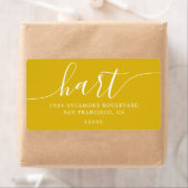 Modern Zwavelgeel Script Familie Retouradres Etiket (Insitu)