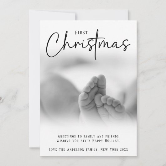 ModernDreamy gradient Eerste Kerstmis Aangepaste f Feestdagenkaart (Voorkant)