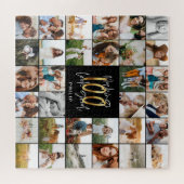 Moderne 100e verjaardagscadeau met multi-fotoscrip legpuzzel (Horizontaal)