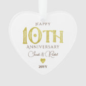 Moderne 10e Jubileum gouden Keepsake bruiloft Ornament (voorkant)