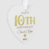 Moderne 10e Jubileum gouden Keepsake bruiloft Ornament (voorkant)