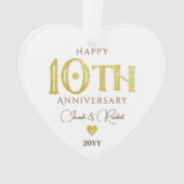 Moderne 10e Jubileum gouden Keepsake bruiloft Ornament (achterkant)