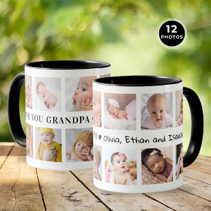 Moderne 12 Foto Collage Zwarte 'Love You Opa' Mok