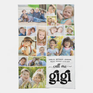 Moderne 15 foto-collage Namen Noem me Gigi Theedoek