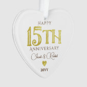 Moderne 15e Jubileum gouden Keepsake bruiloft Ornament (voorkant)