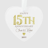 Moderne 15e Jubileum gouden Keepsake bruiloft Ornament (achterkant)