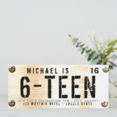 MODERNE 16e Verjaardag JONGEN Auto Kenteken Roesti Kaart (Staand voorkant)