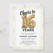 Moderne 16e verjaardag wit goud kaart (Voorkant)