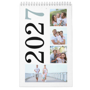 Moderne 17 familiefoto's vet typografie 2027 kalender