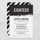 MODERNE 18e anniversaire INVITATION peinture splat (Devant / Derrière)