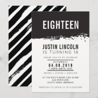 MODERNE 18e anniversaire INVITATION peinture splat