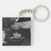 Moderne 1-jarige Jubileum trouwfoto Sleutelhanger (Achterkant)