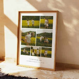 Moderne 1e verjaardag foto collage koppel op maat poster