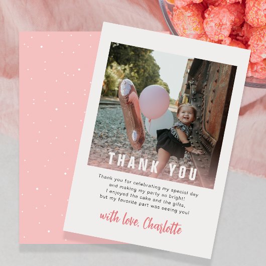 Moderne 1er anniversaire Carte de remerciements po