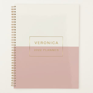 Moderne 2022 Blush Kleur Blok Maandelijkse/Weekeli Planner